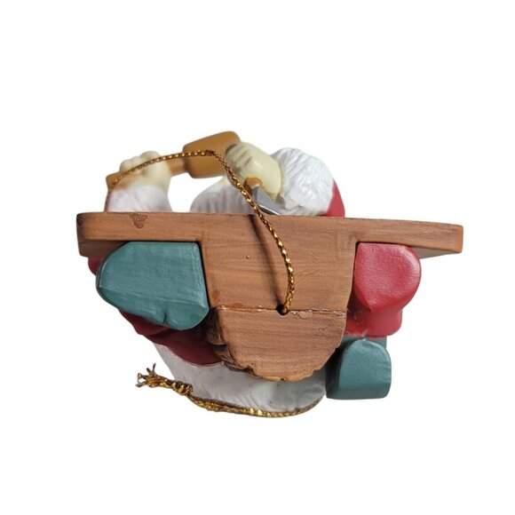 Santa's Best Christmas Ornament Sign of the Times Santa Carving 1992 VTG READ - Picture 7 of 12